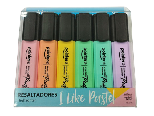 Resaltador Paquete de 6 Colores Pasteles pointer