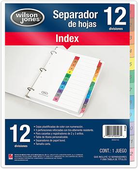 WILSON Separador P/Carpetas 12 Tabs (00507) Numerico