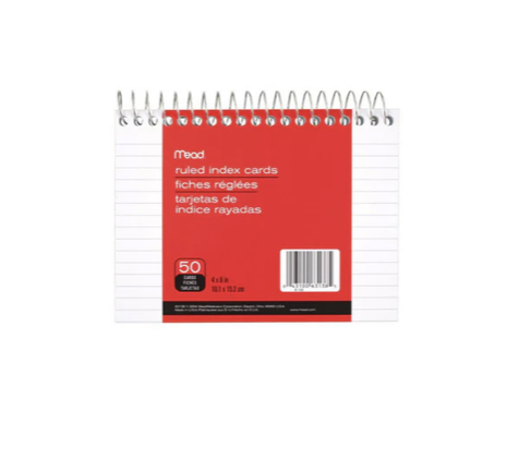 Mead - Tarjeta rayadas 3x5 in / 50 en 1 con Espiral