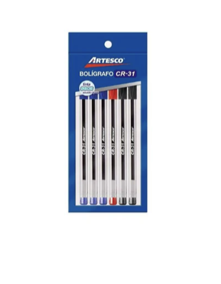 Artesco - Paquete Bolígrafo Tinta Seca 6/1 - surtido