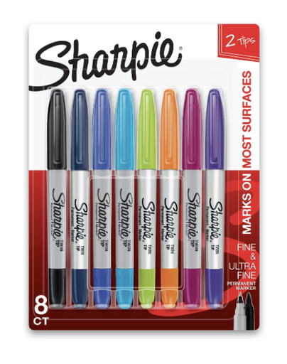SHARPIE JUEGO FELPAS DOBLE PUNTA FINE & ULTRA FINA COLOR 8/1 BLISTER