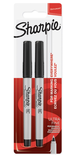Juego de felpa permanente Sharpie twin negro / 2 en 1 ultrafina