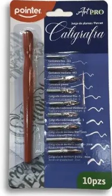 POINTER JUEGO DE PLUMAS PARA CALIGRAFIA CON MANGO SET DE 10 PIEZAS