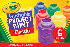 CRAYOLA PINTURA/TEMPERA WASHABLE PROJECT PAINT 6 COLORES