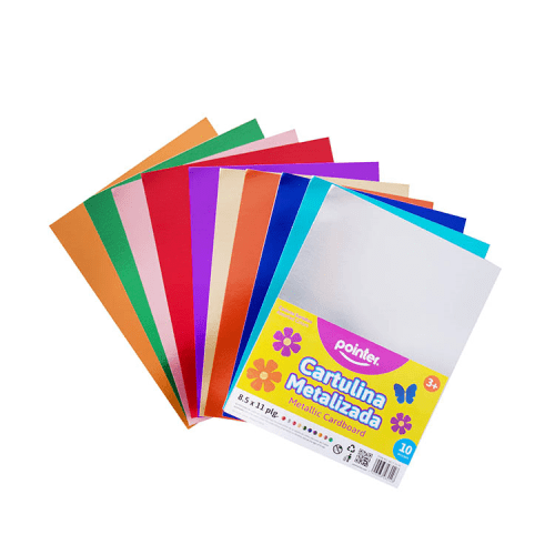 POINTER SET DE 10 CARTULINA METALIZADAS 8.5X11" ACABADO BRILLANTE