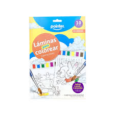 POINTER LAMINAS PARA COLOREAR PINCEL+6 ACUARELAS