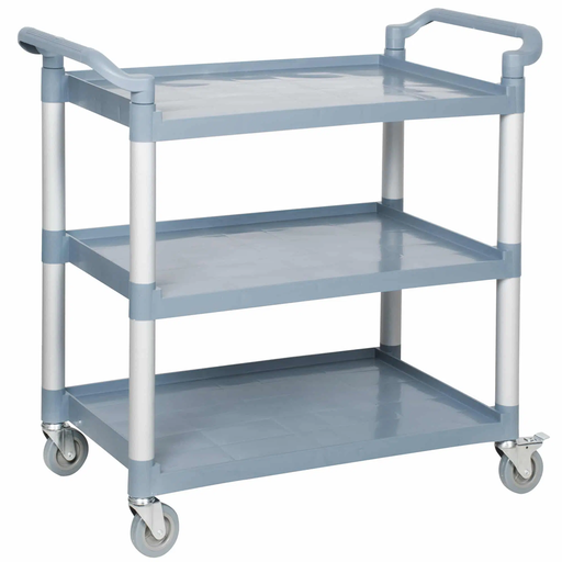 Carro 3 bandejas plastico gris, 19.75 x 42.5 x 38 plg Black Line MODERNCHEF Mod. MG-T-2042