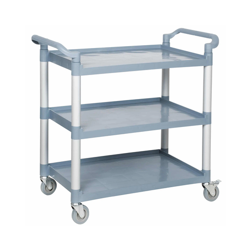 Carro 3 bandejas plastico gris, 16 x 33 x 38 plg Black Line MODERNCHEF Mod. MG-T-1632