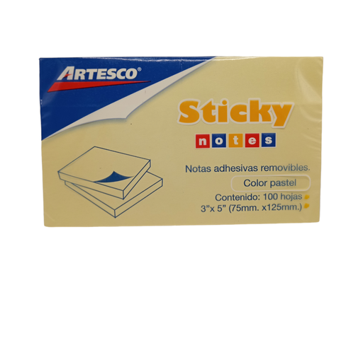 ARTESCO NOTAS ADHESIVAS (3 X 4) AMARILLO 100H