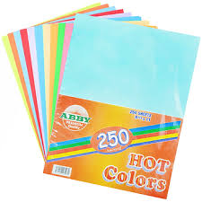 ABBY HOT COLORS RESMA DE PAPEL DE COLORES 8.5”x11”,250 Hojas
