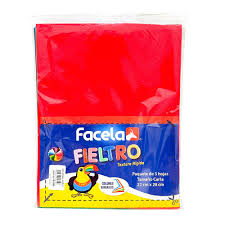FACELA FIELTRO RIGIDO COLOR ROJO 8.5X11