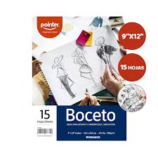 POINTER LIBRETA DE DIBUJO SKETCH 9X12 BOCETO 15 HOJAS