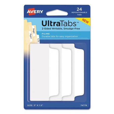 INDEX TABS 2 X 1.5 ULTRA COLOR BLANCO AVERY BLISTER
