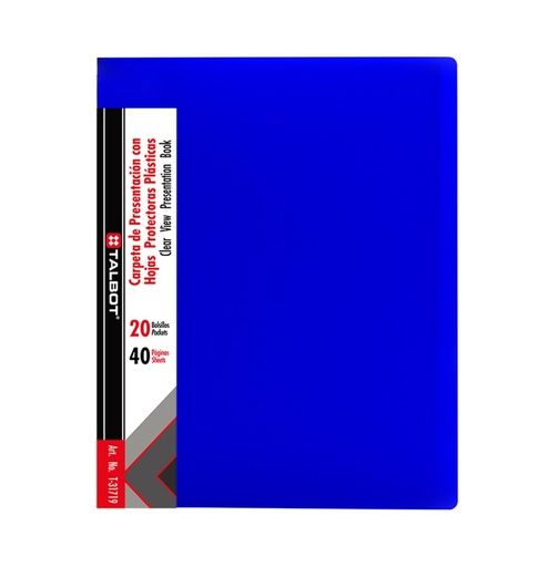 CARPETA DE PRESENTACION CON HOJAS PROTECTORAS TALBOT 20H