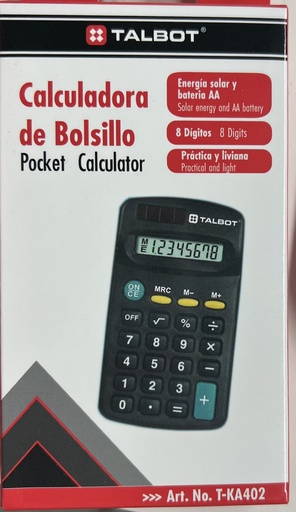 CALCULADORA DE BOLSILLO T KA402 TALBOT