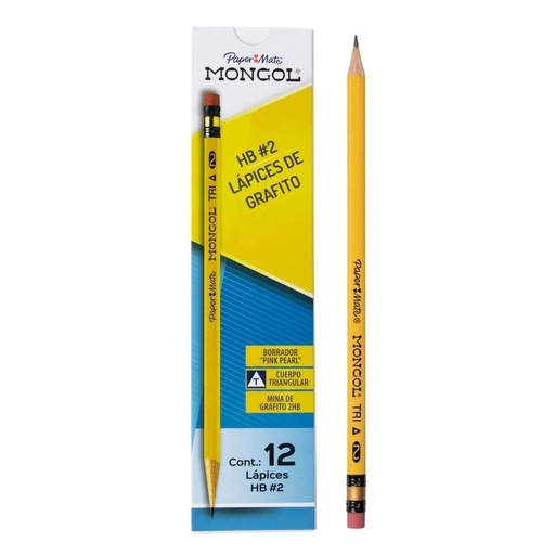 LAPICES DE GRAFITO 2HB MONGOL PAPER MATE 12/1