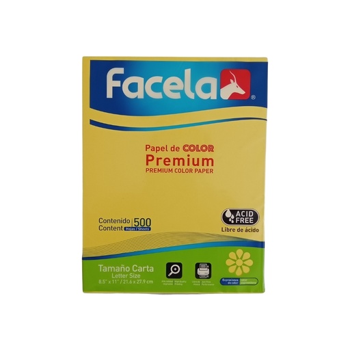 Papel Bond 20 / 8.5 x 11, color amarillo 2 en 1 Facela