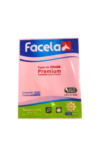 Papel Bond 20 8.5 x 11 C. Rosa Facela