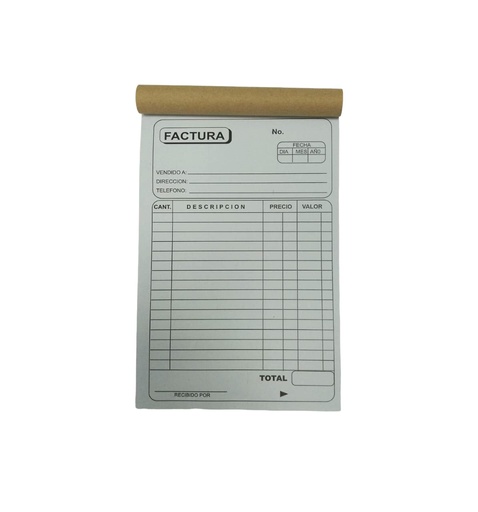 Talonario de Factura grande sin copia